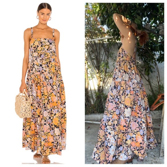 NWT Free People Park Slope Floral Maxi Dress Dark Combo Large - Picture 13 of 14